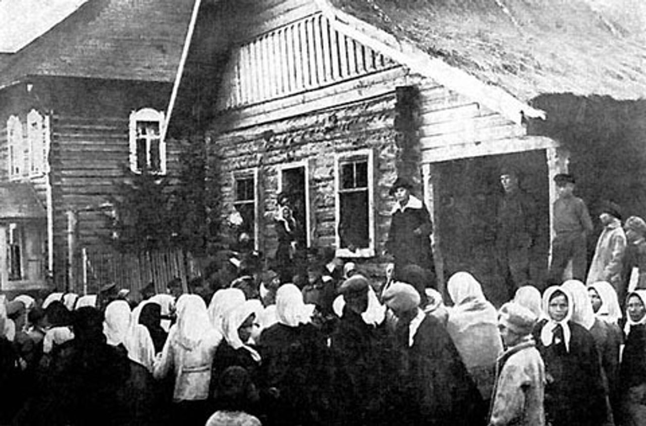 A Communist Party speaker in a peasant village